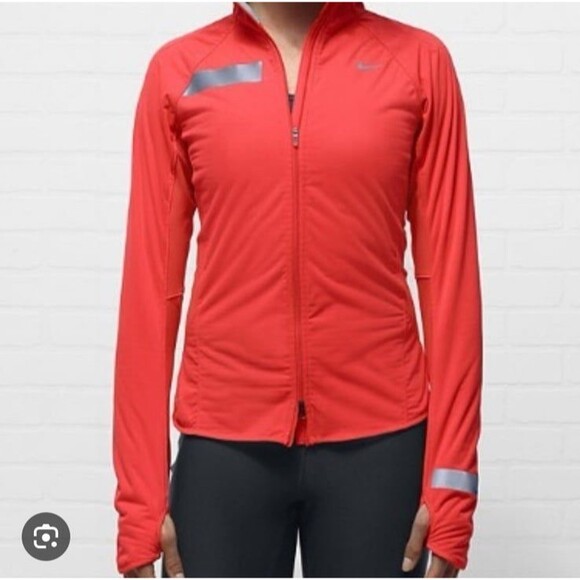 Nike Dri Fit Element Shield Full Zip Jacket Womens Small Orange With Reflectors - Picture 1 of 9